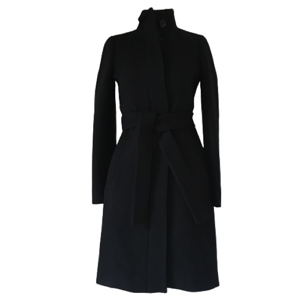 J. Crew NEW Black Double Cloth Funnel Coat Size 00 - Picture 2 of 16
